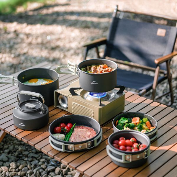 Набір посуду (2 каструлі, чайник, сковорідка) Naturehike CNK2450CF010, алюміній 6976507663281 фото