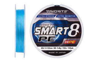 Шнур Favorite Smart PE 8x 150м #0.8/0.153мм 10lb/ 6.8кг (голубой) 3200310003 фото