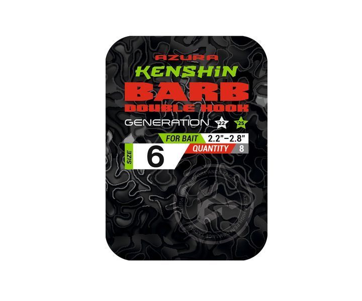 Двойники Azura Kenshin Barb Double Hook Special Bent PTFE #06 KBDH-06 фото