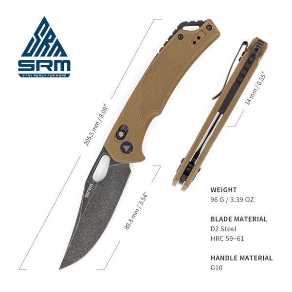 Нож складной SRM Retriever 9201-GW, коричневый 9201-GW фото