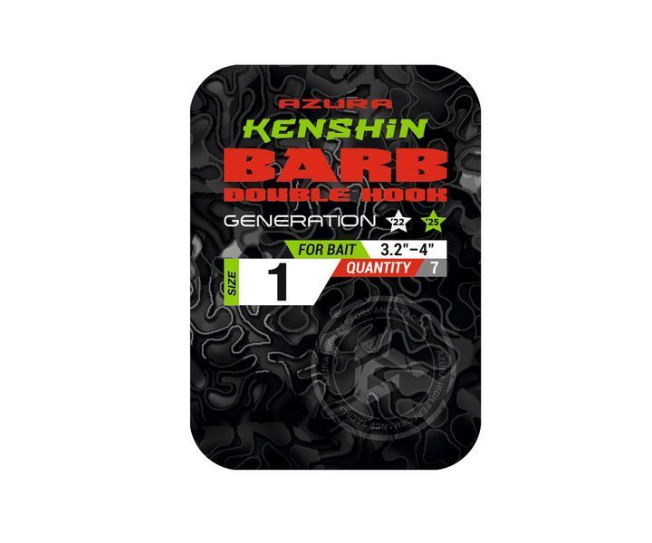 Двійники Azura Kenshin Barb Double Hook Special Bent PTFE #01 KBDH-01 фото