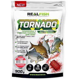 Прикормка REAL FISH гейзер Tornado Короп ПОЛУНИЦЯ-СУНИЦЯ 0,9 кг Tornado STRWBR фото