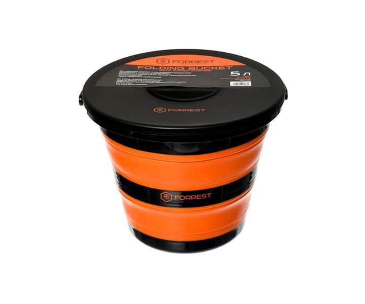 Ведро силиконове с крышкой Forrest Folding Bucket Orange with cover 5л FFB5O-C фото