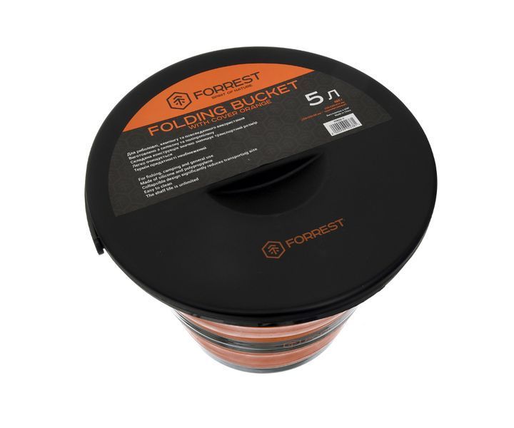 Ведро силиконове с крышкой Forrest Folding Bucket Orange with cover 5л FFB5O-C фото