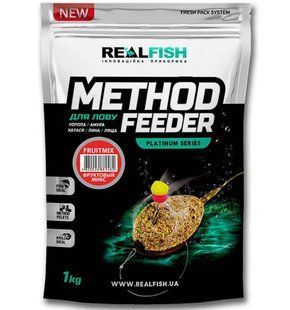 Підгодовування для риболовлі REAL FISH Метод ФРУКТОВИЙ МІКС, 0,8 кг Метод ФРУКТОВИЙ МІКС фото