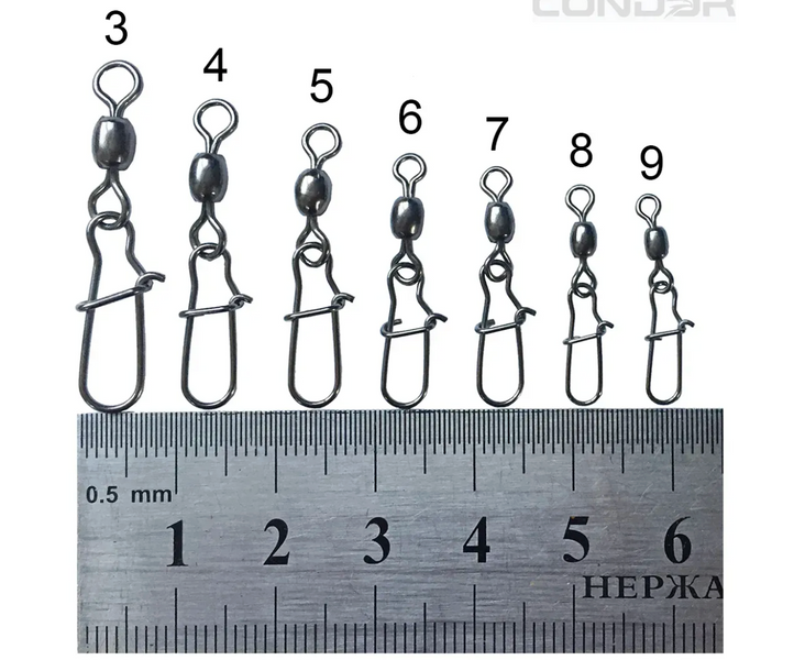Застібка американка з вертлюгом Condor CR43904 #10 12кг. (уп. 10шт.), CR43904_10 CR43904_10 фото