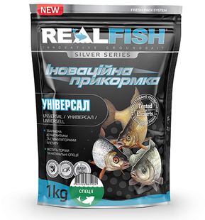 Прикормка для риболовлі REAL FISH "УНІВЕРСАЛ" спеції, 0.9 кг Спеції фото