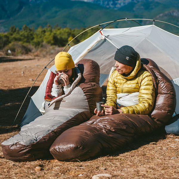 Спальник з натуральним пухом Naturehike Snowbird CNK2550WS014, p-р L, темно-коричневий 400 г 6927595784396 фото