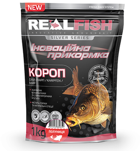 Прикормка для риболовлі REAL FISH КОРОП ПОЛУНИЦЯ, 0.9 кг Полуниця фото
