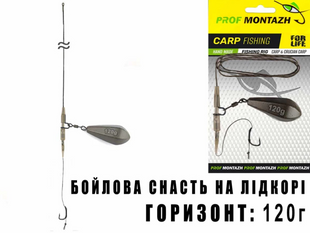 Бойловая снасть на ледкоре Горизонт (Бойл, 1крючок) 120г PB72120 фото
