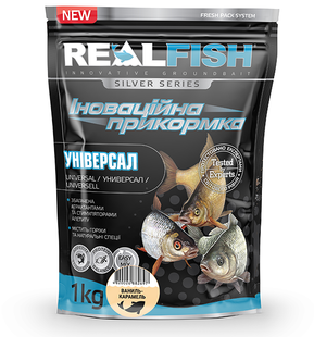 Прикормка для риболовлі REAL FISH УНІВЕРСАЛ ВАНІЛЬ-КАРАМЕЛЬ, 1 кг Універсал Ваніль-Карамель фото