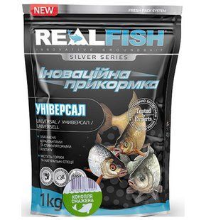 Прикормка для риболовлі REAL FISH Універсал КОНОПЛЯ СМАЖЕНА, 1 кг Універсал Конопля Смажена фото