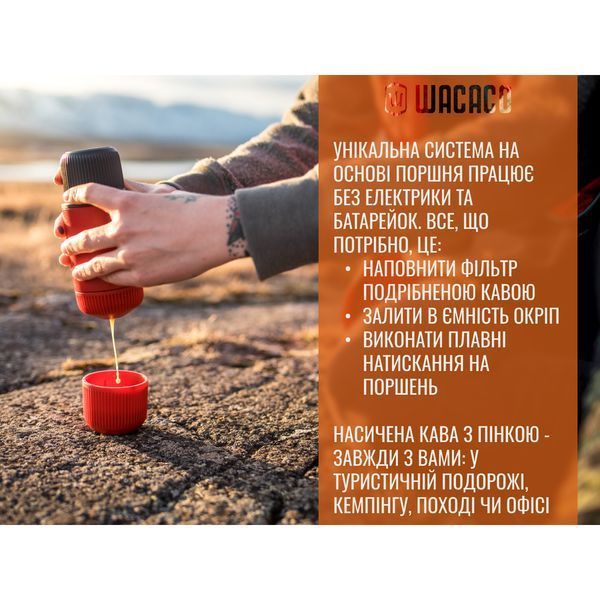 Портативная эспрессо-кофеварка Wacaco Nanopresso голубая с чехлом, механическая, для молотого кофе WNANOBLUE фото