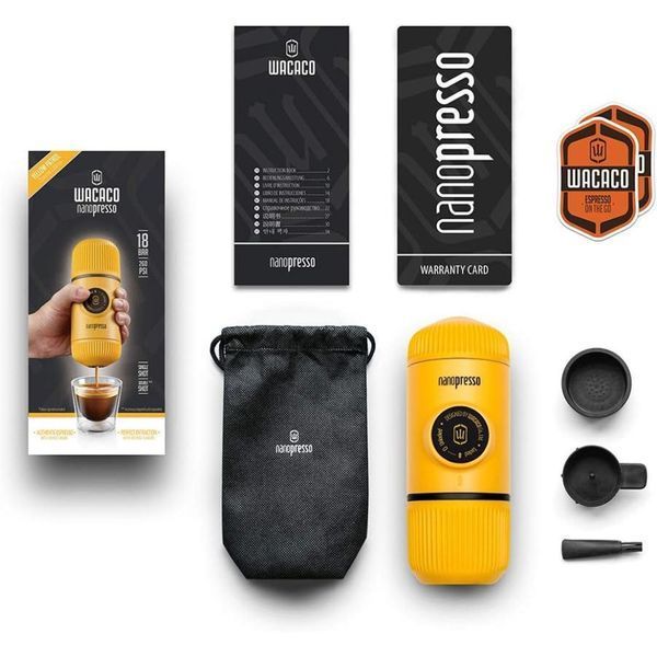 Портативна еспресо-кавоварка Wacaco Nanopresso жовта, механічна, для меленої кави WNANOYELLOW фото