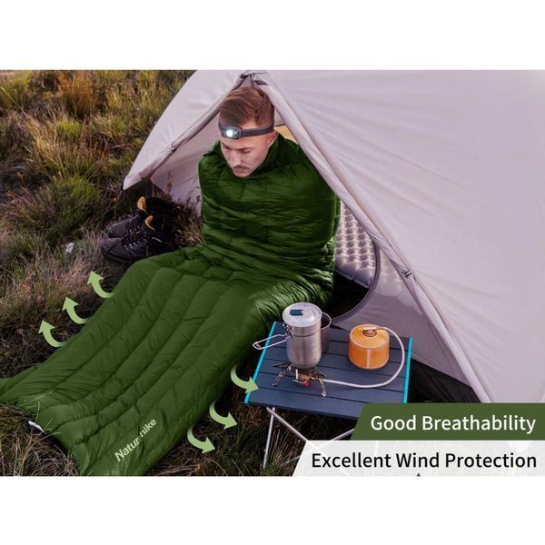 Спальный мешок с натуральным пухом Naturehike CWM295 CNK2300SD013, зеленый 6976023920882 фото