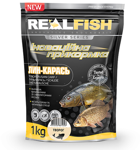 Прикормка для риболовлі REAL FISH Лин-Карась ТВОРОГ, 0.9 кг Творог фото