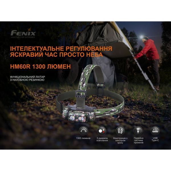 Фонарь налобный Fenix ​​HM60R, камуфляж | Лимитированная серия HM60Rcamo фото